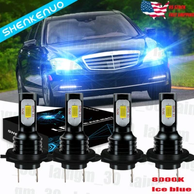 8000K Blue LED Headlight Kit For Mercedes-Benz C250 C300 C350 Hi&Low Beam Bulbs - Image 1 of 4