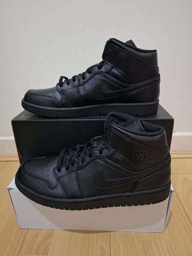 Nuovo Jordan 1 MID Triple Black Uomo UK TAGLIA 11 5 EU 47