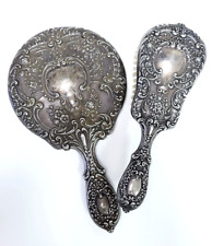 Antique Gorham VICTORIAN #23  Buttercup Sterling Silver Brush and Mirror Set
