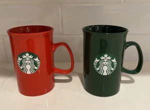 ~Set Of 2~Starbucks Tall Green/Red Christmas Coffee Mugs Cup 2020 Holiday 11 oz - Picture 1 of 9