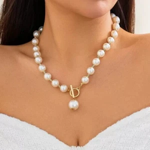 3Pcs Elegant Pearl Jewelry Set Light Luxury Pearl Beads Necklace Gifts - Picture 1 of 14