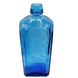Straummüller's Elixer Lebensbaum blaue Glasflasche Repro Wheaton NJ 1970er 8 Zoll - Bild 1 von 24