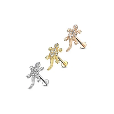 Edelstahl Labret Monroe Tragus Helix Ohrstecker 6mm 8mm Eidechse Gecko Zirkonia - Bild 1 von 3