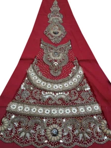 PARCHE LEHANGA VINTAGE INDIO DE DIAMANTES DE IMITACIÓN COLOR ROJO ARTESANÍA 1 GRATIS EN 5 - Imagen 1 de 11