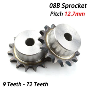 #40 08B Chain Drive Sprocket 9T - 60T Pitch 1/2" 12.7mm Sprocket Wheel A3 steel - Picture 1 of 40