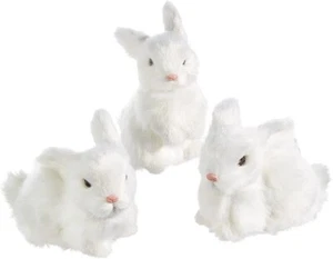 Raz Imports White Bunny Rabbits Set of 3 Easter Spring Decor - Picture 1 of 1