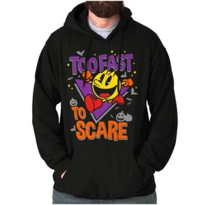 PACMAN Game Halloween Too Fast To Scare Joke Hoodie Hooded Sweatshirt Men Women - Picture 1 of 7