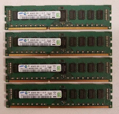 Samsung 16GB Kit 4x4GB 2Rx8 PC3-12800R-11-11-B1-D3 Ram M393B5273DH0-CK0 - Image 1 of 3