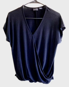 Rachel Zoe Size Small Cap Sleeve Wrap Blouse Black Size S Womens Top Pullover - Picture 1 of 7