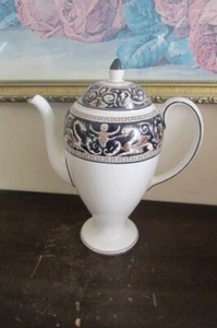 Wedgwood England Florentine Porcelain Dark Blue Coffee Pot - Picture 1 of 12