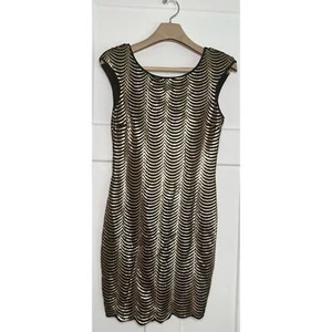 Lipsy Bodycon Sequin Dress Black Gold US Size 10 - Picture 1 of 16