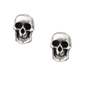 Alchemy Gothic Death Skull Studs Earrings Pewter Goth Punk Grunge Alternative - Picture 1 of 2