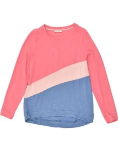OASIS Womens Sweatshirt Jumper UK 14 Large Pink Colourblock Cotton IT02 - Picture 1 of 3