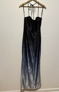 Vintage Nadine Union Made Blue Ombre Evening Formal Halter Dress Sz 3 - Picture 1 of 9