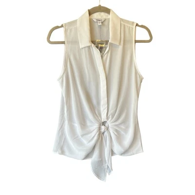 Blusa Express Sin Mangas Atada Pequeña Blanca Nueva Con Etiquetas Cuello Mujer Top Poliéster Foto 1 de 4