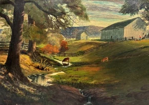 Vintage 1962 Dr. John Van Dyke Original Casein Landscape Painting Signed - Imagen 1 de 12