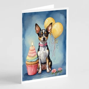 Rat Terrier Happy Birthday Greeting Cards and Envelopes Pack of 8 DAC8036GCA7P - Picture 1 of 3