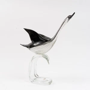 Huge Zanetti Murano Glass Art Sculpture Water Bird in Black and White 19" tall - Picture 1 of 8