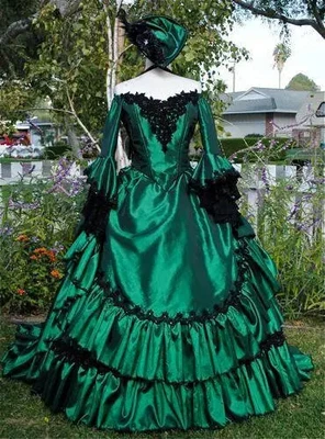 Vintage Green Medieval Wedding Dresses Gothic Steampunk Princess Gothic Vampire - Image 1 of 4