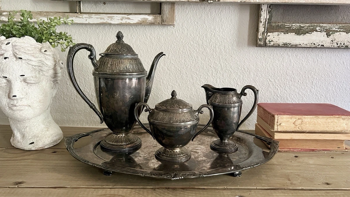 1847 Rogers Bros Antique US Silver-Plated Teapots, Coffee Pots