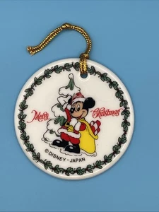 Vintage Disney Japan Mickey Mouse Weihnachtsschmuck Weihnachtsmann Keramik - Bild 1 von 4