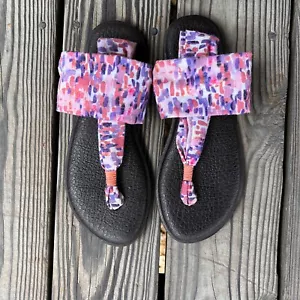 Sanuk Yoga Sling Sandals Size 9 Multicolored Slingback Comfort Stretch Knit - Picture 1 of 8