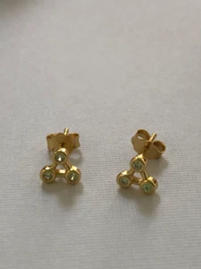 CZ stud earring, triangle CZ stud earrings, sterling silver stud earring - Picture 1 of 4