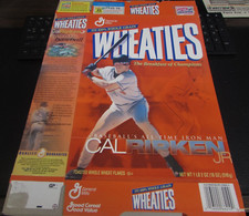 WHEATIES -  BASEBALL'S ALL-TIME IRON MAN - CAL RIPKIN JR.   - EMPTY BOX - VG