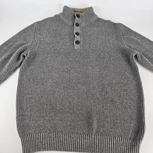 G.H. Bass & Co. Mens XL Grey Knit Henley Sweater With Button Collar & Fleece - Picture 1 of 8
