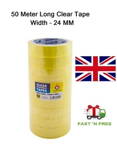 24mmX50m ORIGINAL MARKSMAN CLEAR PACKING TAPE CELLOTAPE SELLOTAPE 1" Inch Cello - Picture 1 of 8