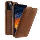 Melkco Genuine Leather Up-down Flip Case For iPhone 15 Pro Max 14 Vertical Cover