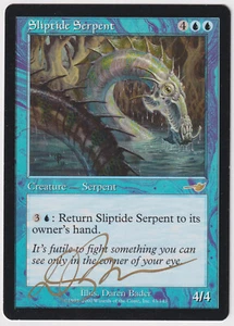 Gold Signed Sliptide Serpent LP Nemesis Artist Daren Bader 2000 MTG Magic Rare! - Picture 1 of 2