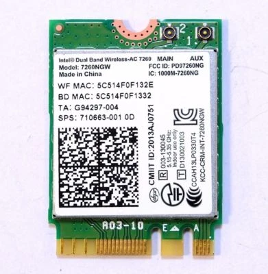 intel Dual Band Wireless-AC 7260 7260NGW BT4.0 300M WiFi Card 867Mbps 802.11ac - Bild 1 von 2