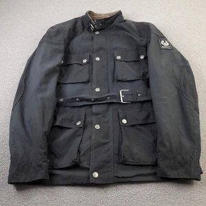 Belstaff Jacket Mens Extra Large Charcoal Wax Cotton Gold Label Biker Belted - Picture 1 of 18
