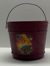 Antique Vintage Child's Wooden Pail Bucket Painted Red Old Decal 6-3/8" tall