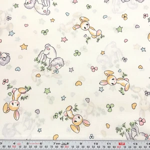 VTG Precious Moments Animals Hearts Stars White Cotton Blend Remnant 12" x 44" - Picture 1 of 2