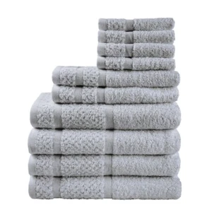 10 Piece Towel Set Bath Towels W/ Upgraded Softness Durability Classic Grey New - Picture 1 of 9