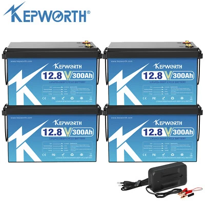 KEPWORTH 1-4X LiFePO4 Lithium 12V 300Ah Batterie 200A BMS 15000+Zyklen für Solar Akku RV