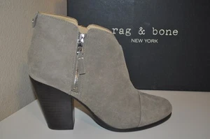 NIB $495+ Rag & Bone MARGOT Side Zip Bootie Boot Stone Waxy Grey Suede EUR 40 - Picture 1 of 8