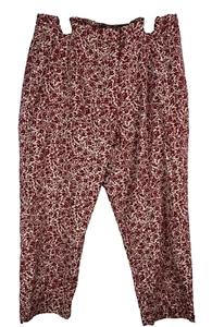 Eddie Bauer Women Size 16 Petite Red Floral Casual Pants Capri High Rise - Picture 1 of 12