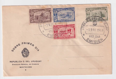 (uruguay)1949 Sc C141/4 on FDC     v1010 Cover