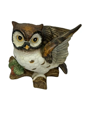 керамическое животное домашний декор сова на ветке дерева - Изображение 1 из 4