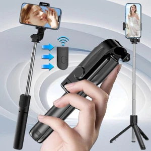 Bluetooth Selfie Stick Tripod Stand Remote for iPhone15 14 13 Pro Max XS/Samsung - Picture 1 of 16