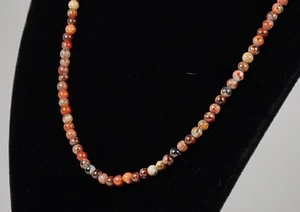 Achat Jaspis zarte hübsche Perlenkette 19" braun, Bronze, Kupfer, grau - Bild 1 von 7