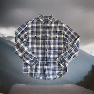 vintage old college inn plaid shirt blue medium long sleeve m 100% Cotton - Picture 1 of 7
