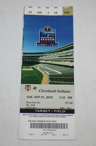 Minnesota Twins Ticket Stub | September 21 2010 | Jim Thome 589th Career HR Cover
