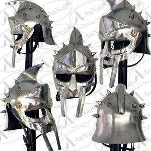 Casco Vikingo Gladiador Máximo Medieval Caballero Antiguo Griego Romano Soporte Libre - Imagen 1 de 6