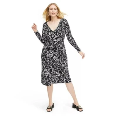 Vestido envolvente negro DVF x Target Midi Arrow Sea Spots talla mediana nuevo con etiquetas Foto 1 de 4