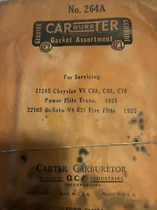 Carter Gasket Kit 264a 2126s 55 Chrysler C68 C69 C70 55 Desoto 2210s V8 S21 - Picture 1 of 1