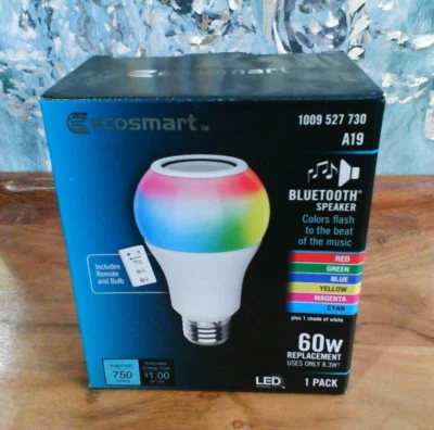EcoSmart 1009 527 73 A19 60W Bluetooth Speaker Light Bulb - Image 1 of 4